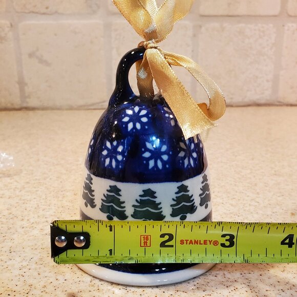 New Boleslawiec Polish Pottery Christmas Trees Bell - Picture 5 of 6